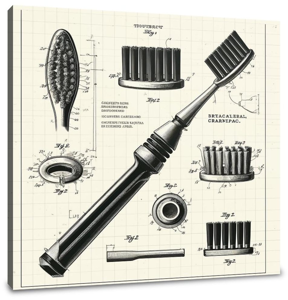 Charcoal Bristle Toothbrush Patent Art Canvas
