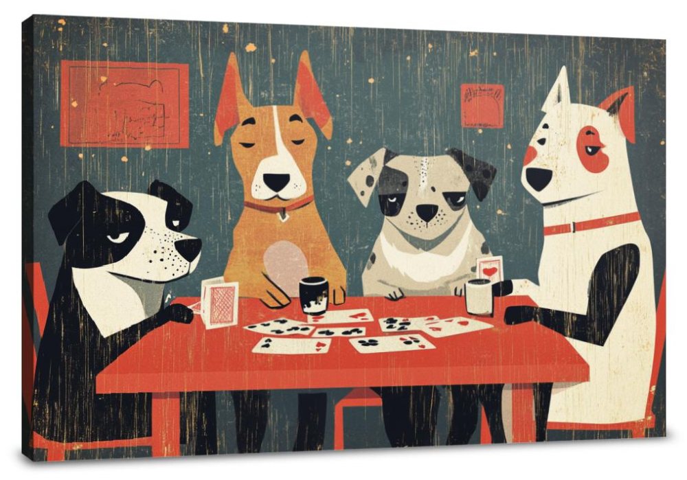 Canine Card Players Canvas