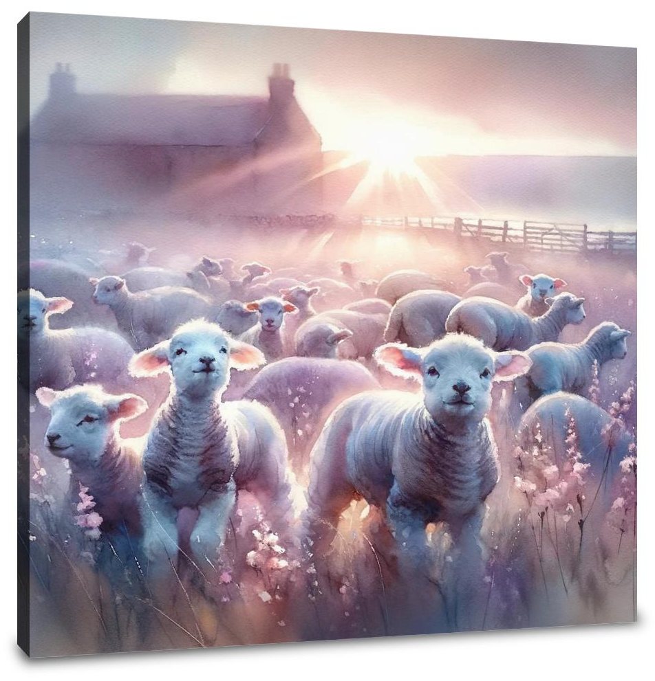 Dawn's Gentle Lambs Canvas