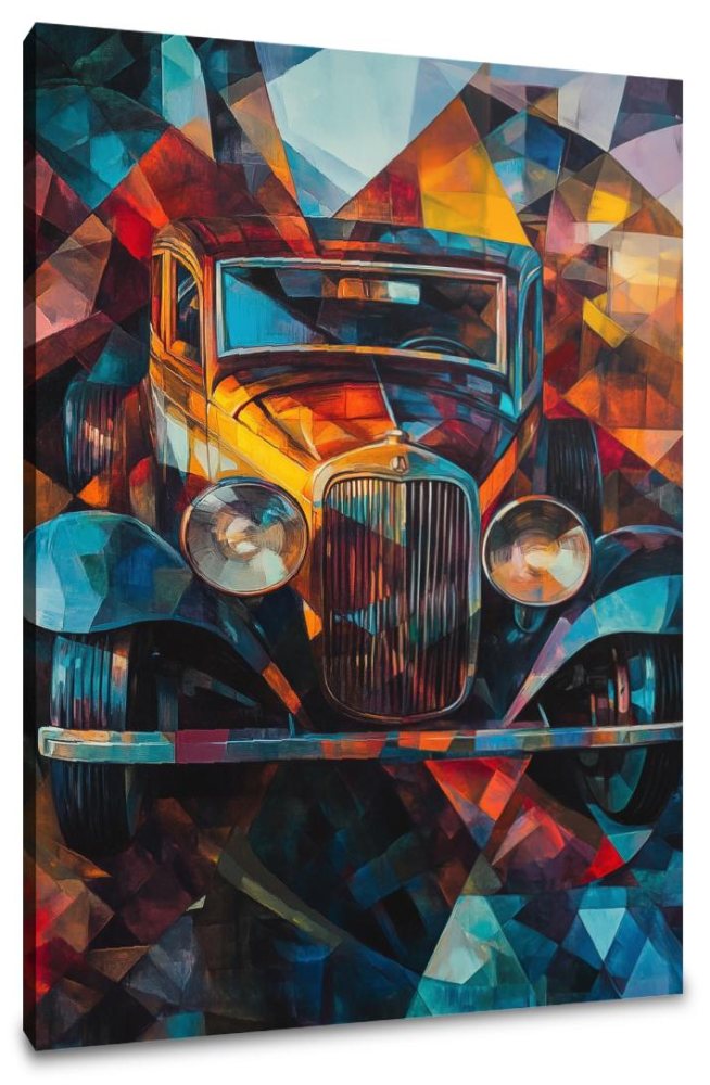 Geometric Vintage Car Canvas