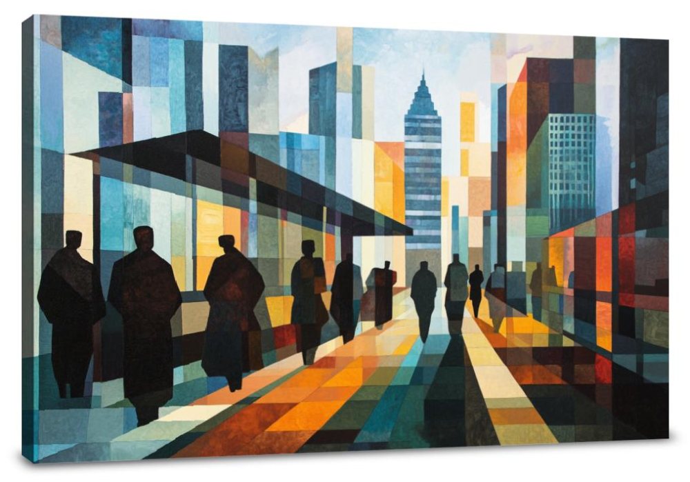 Geometric Bus Stop Canvas