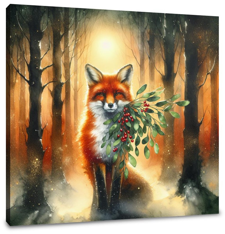 Frolicking Fox Festive Canvas