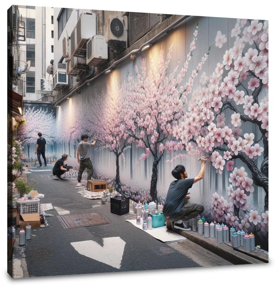 Cherry Blossom Graffiti Canvas