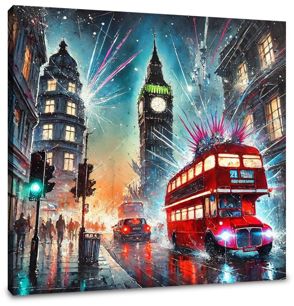 Neon Chaos London Canvas