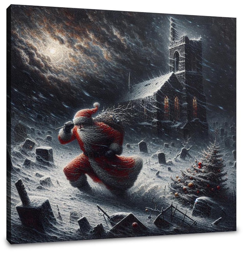 Resilient Santa's Stormy Christmas Canvas