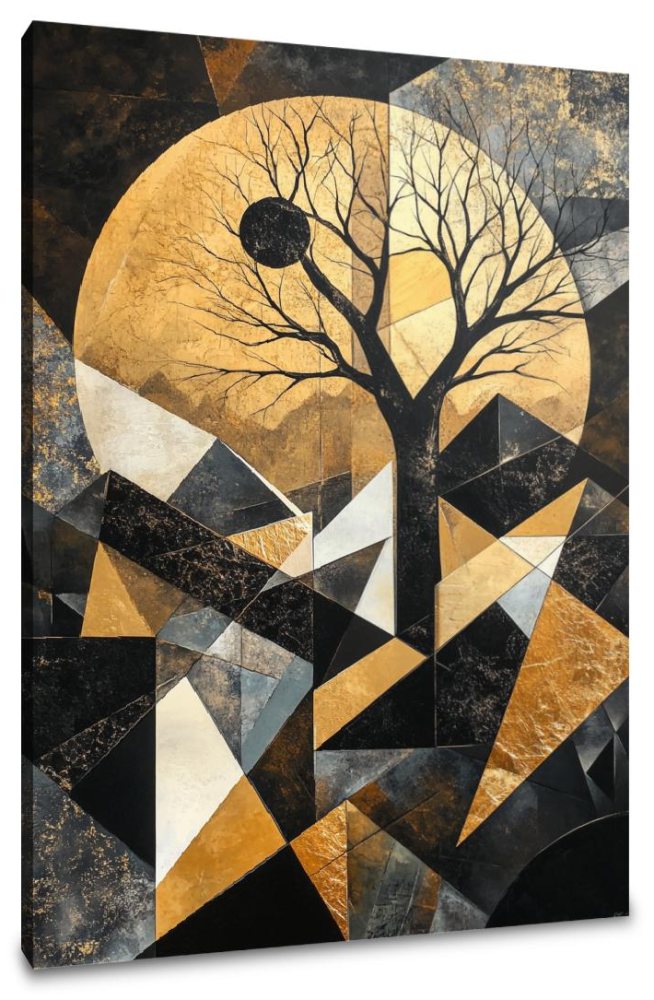 Geometric Nightscape Canvas