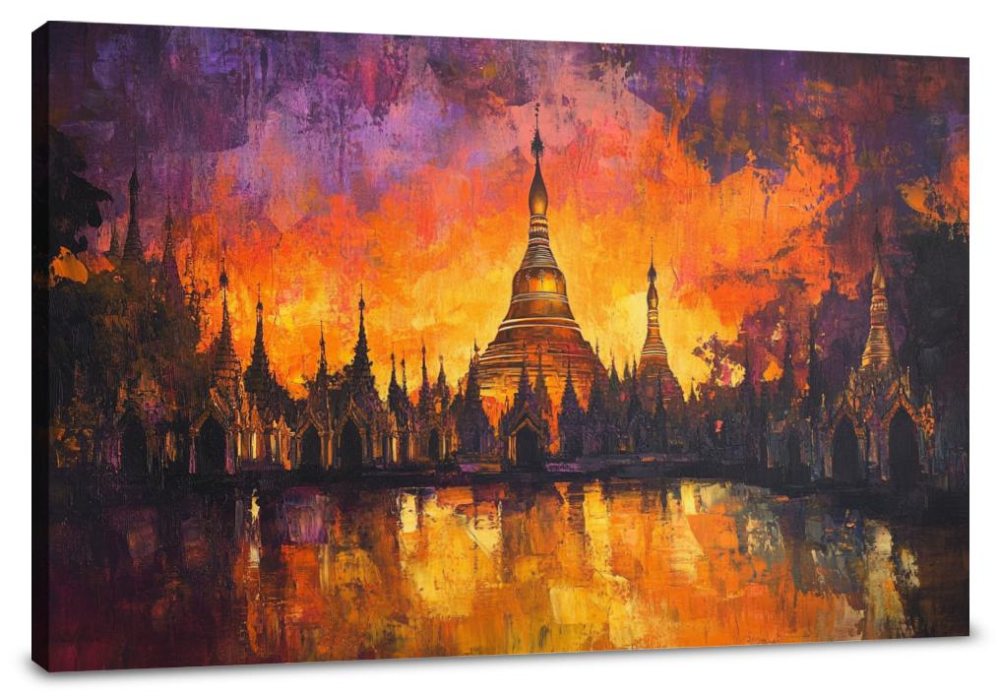 Shwedagon Sunset Reflection Canvas