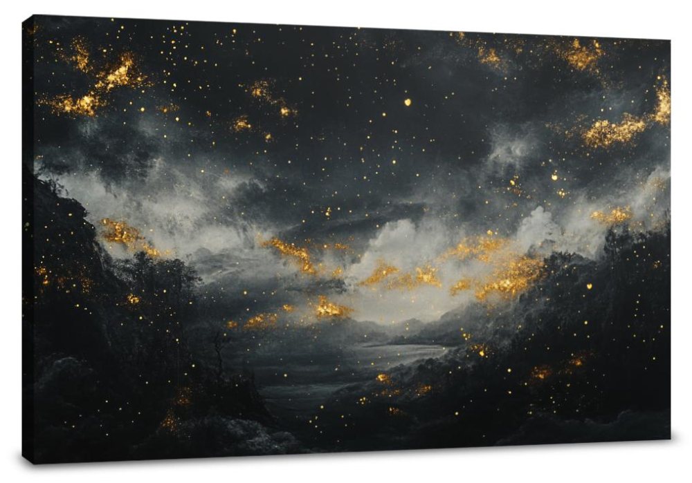 Golden Stars on Shadowed Canvas