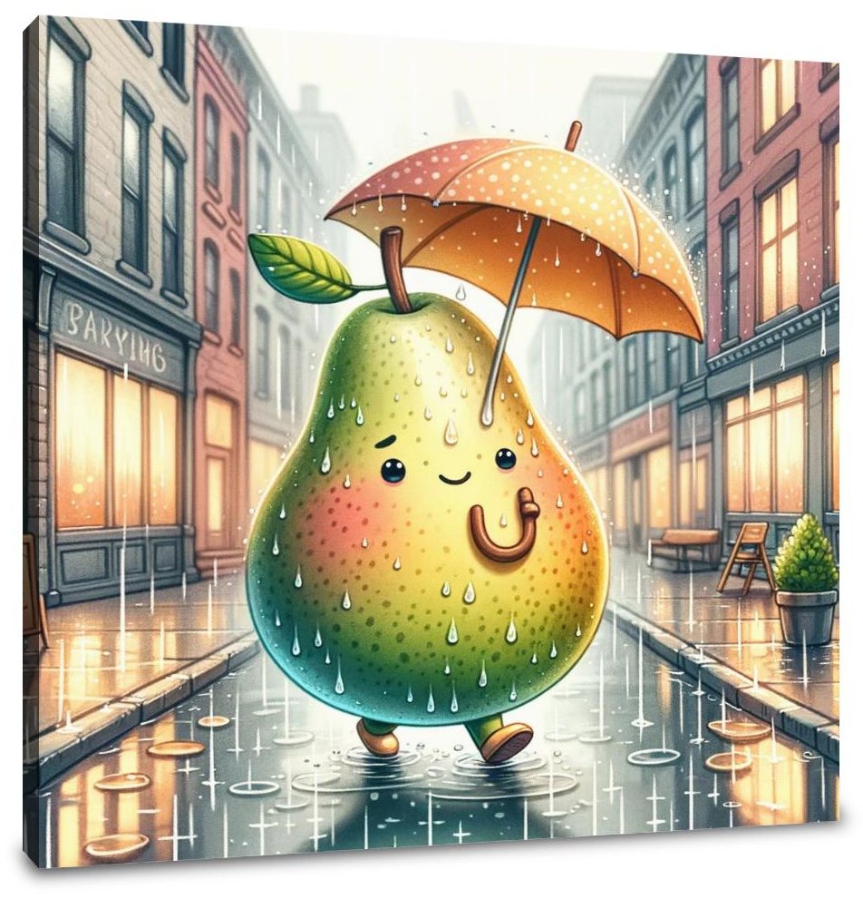 Rainy Day Pear Stroll Canvas