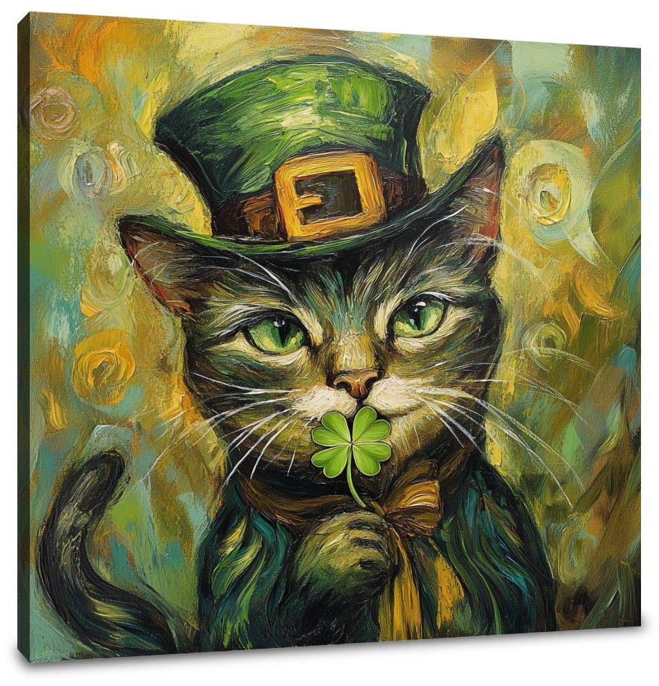 Leprechaun Cat Canvas