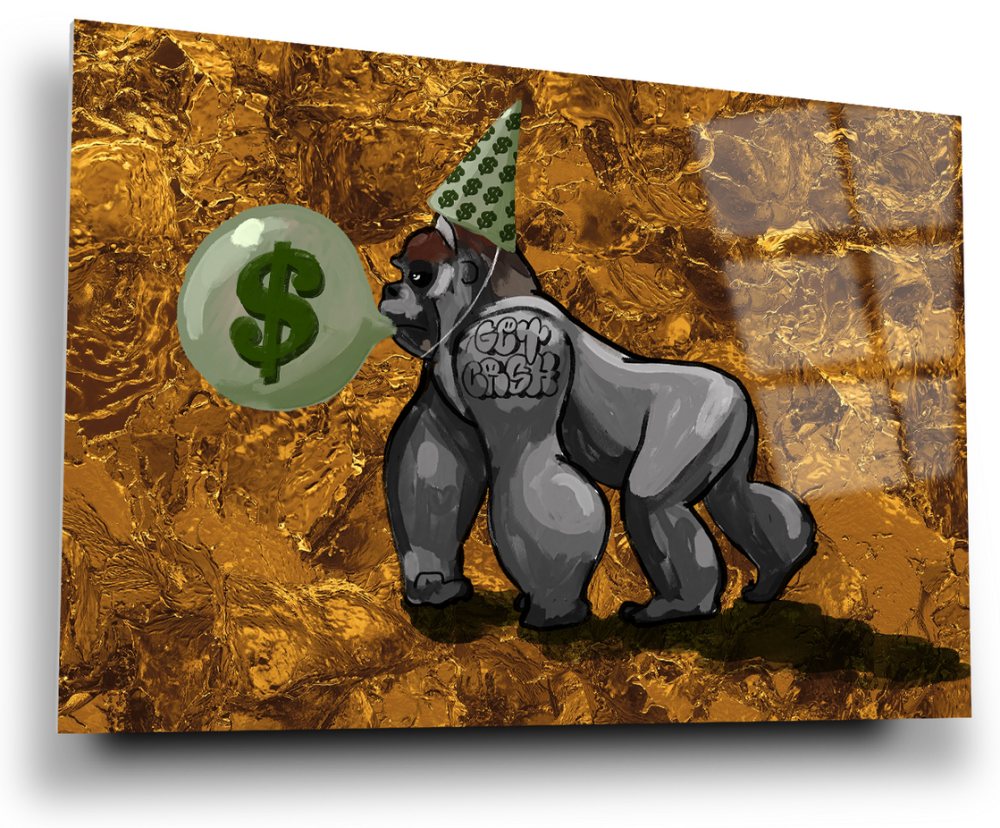 Goldener Gorilla, das Leben ist eine große Party