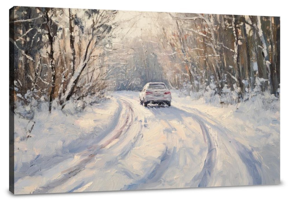 Snowy Car on Winter Canvas