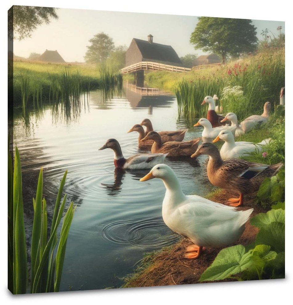 Pondside Ducks Canvas