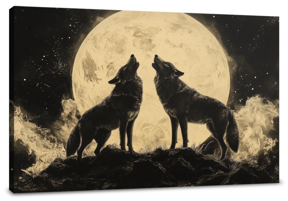 Lunar Serenade Wolves Canvas