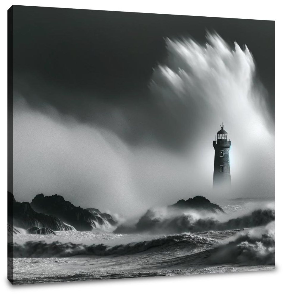 Solitary Beacon: Stormy Seas Canvas