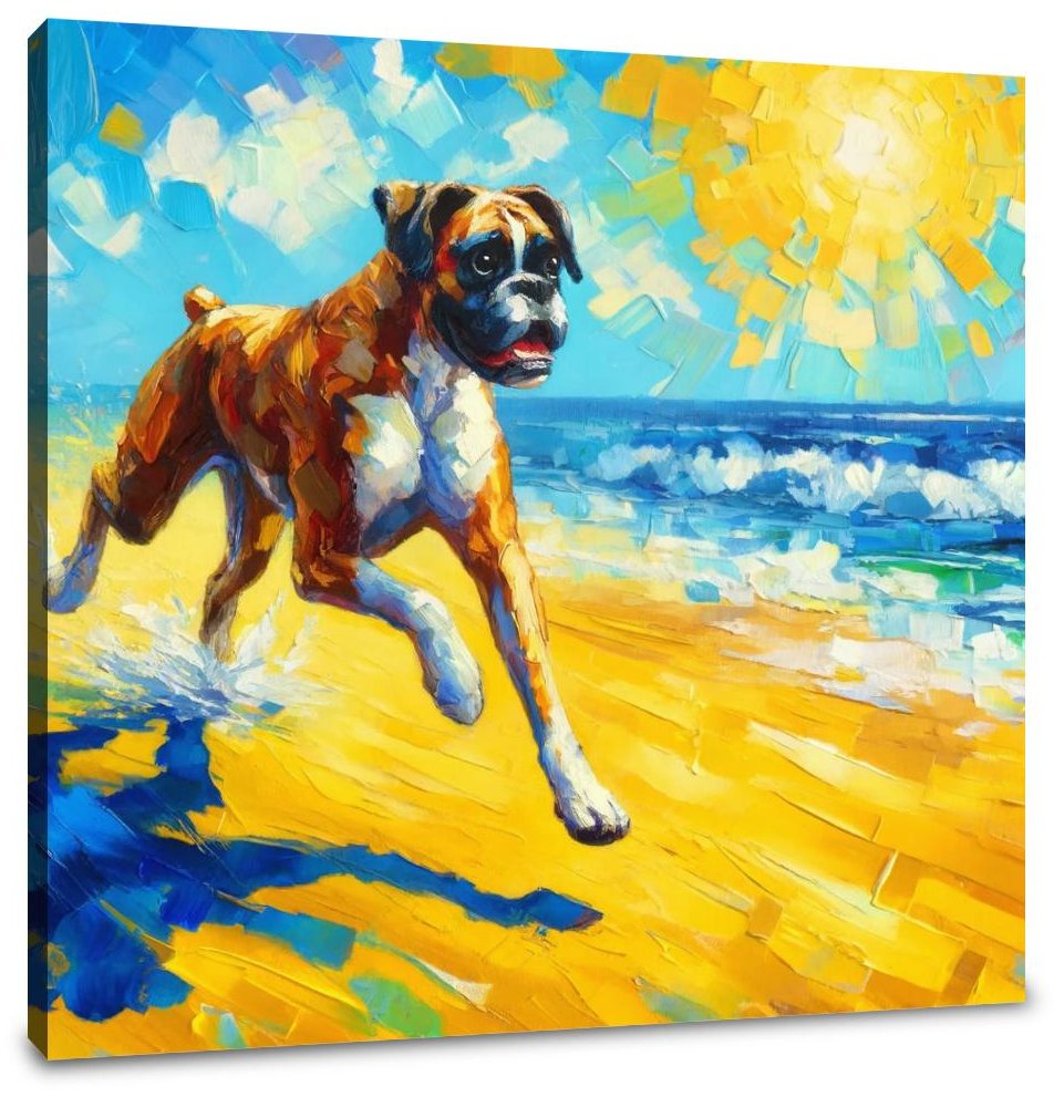 Boxer at the Beach Summer Vibes Canvas
