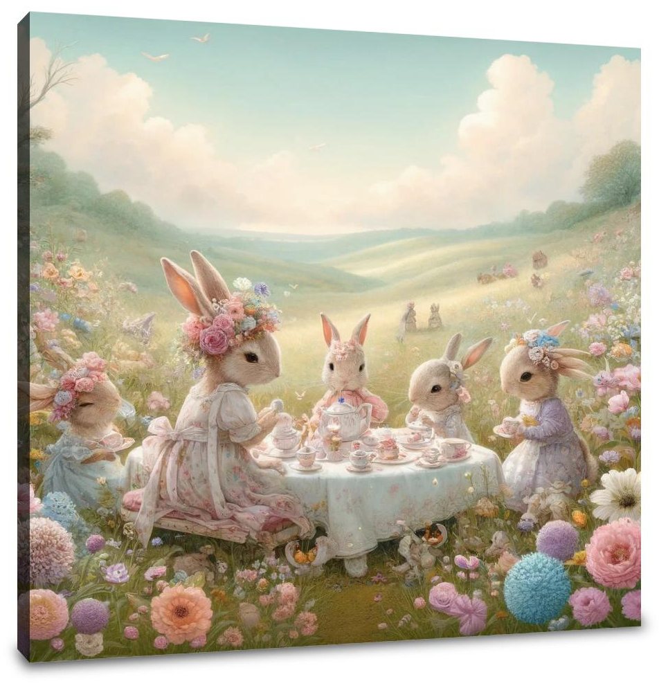 Rabbits' Tea Party Canvas