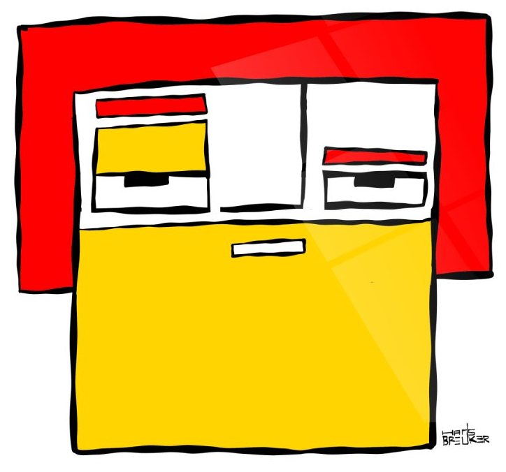 Komposition in Rot. Mondrian. Symbol