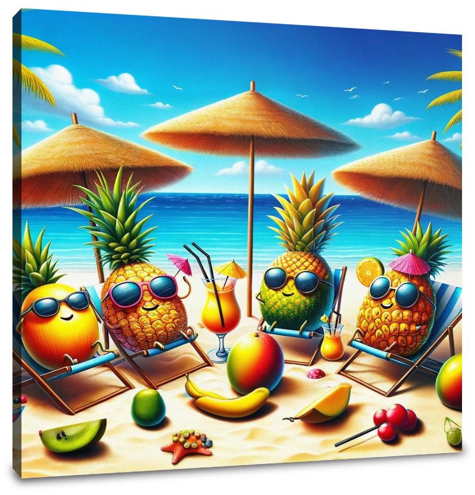 Tropical Fruit Beach Party Canvas