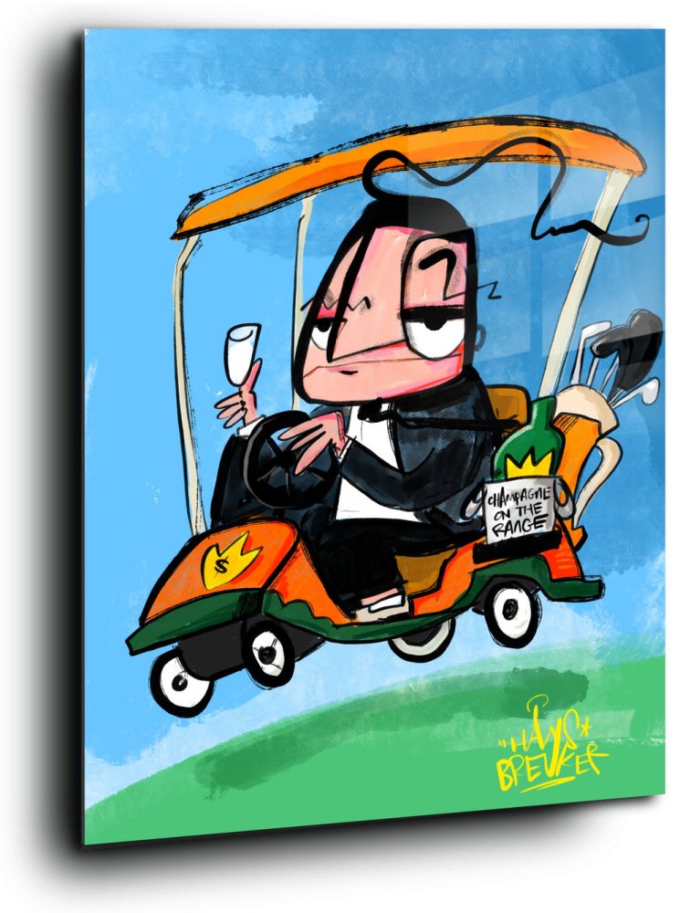 Champagne on the range. Golf art