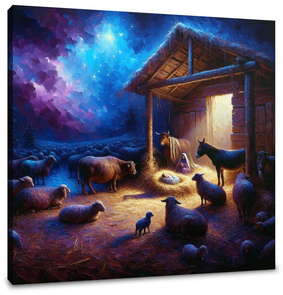 Divine Nativity Night Canvas