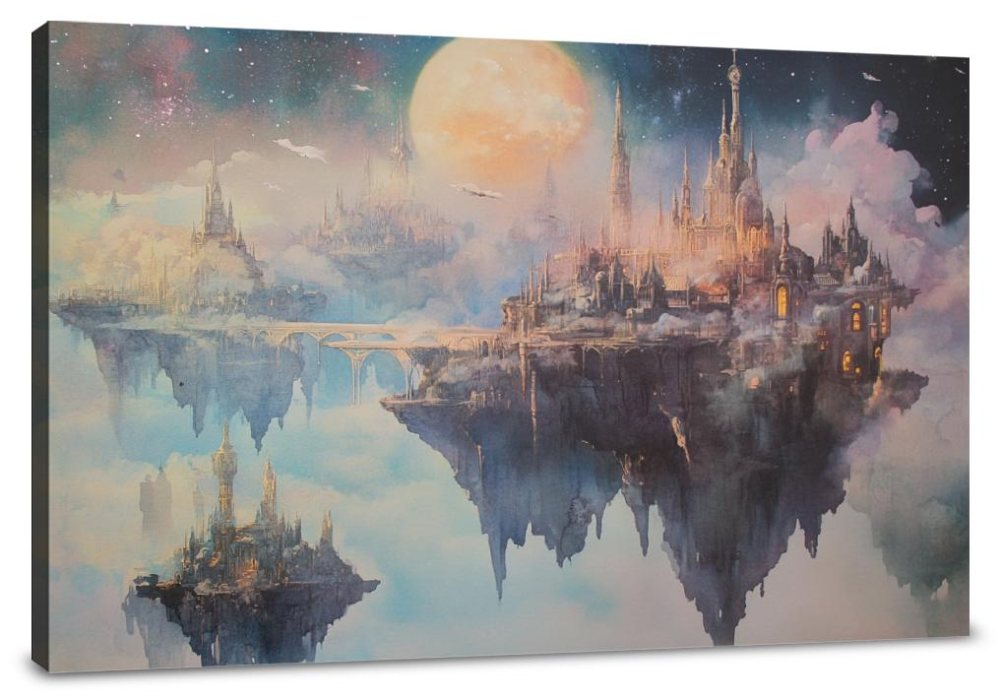 Moonlit Floating City Canvas