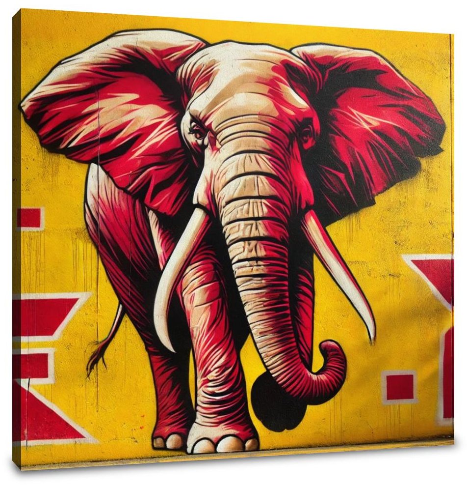 Fierce Graffiti Elephant Canvas