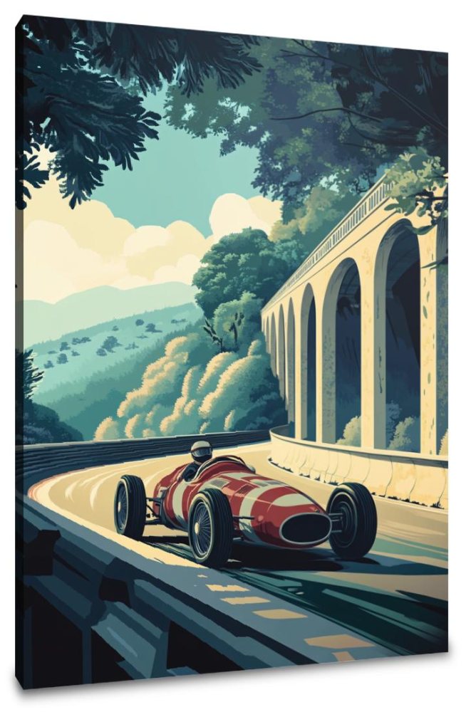 Racing Car Under Bridge Canvas