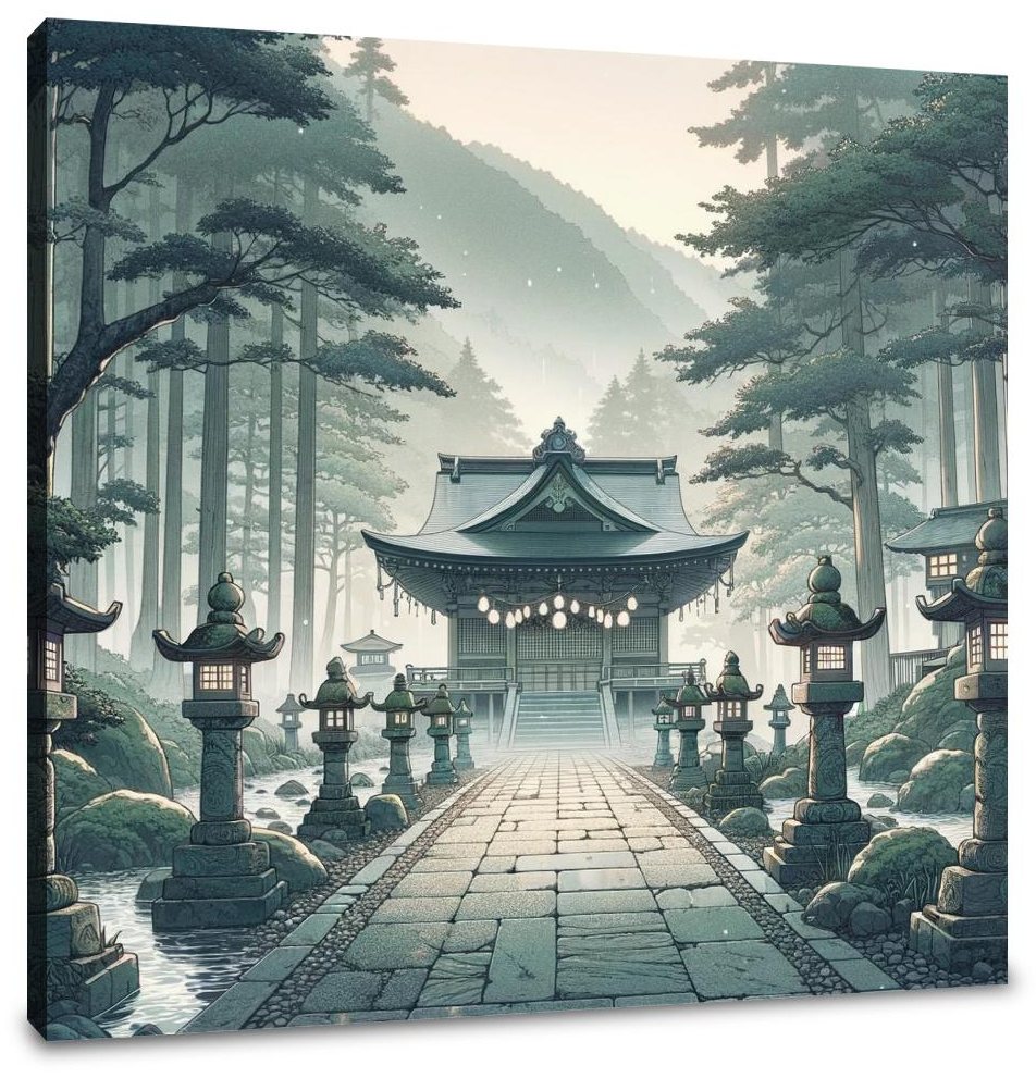 Misty Shrine Canvas