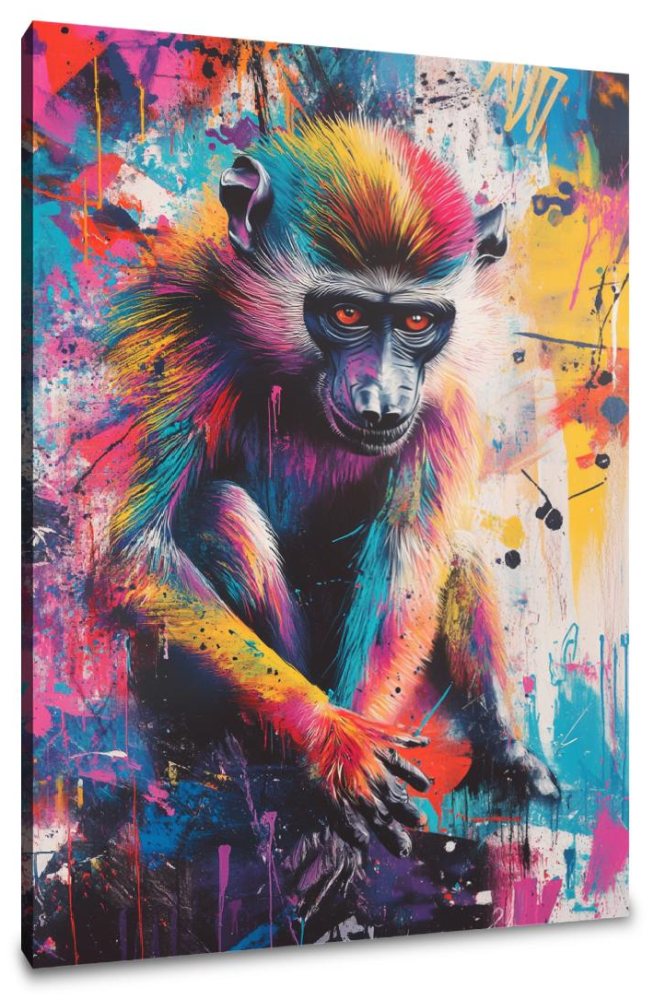 Rainbow Baboons Canvas