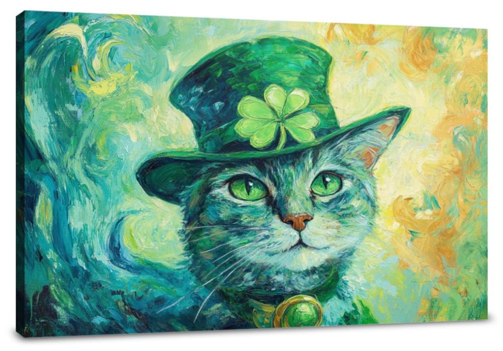 Lucky Leprechaun Cat Canvas