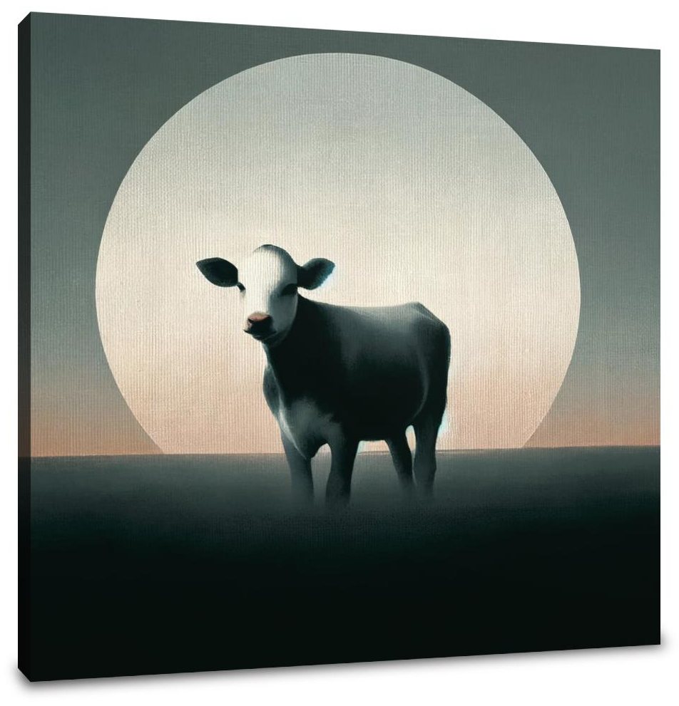 Minimalist Dusk Cow Canvas