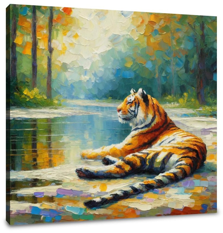 Tranquil Pond Tiger Canvas