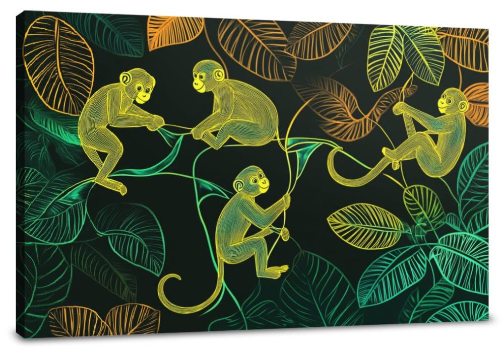 Swinging Monkeys Jungle Canvas