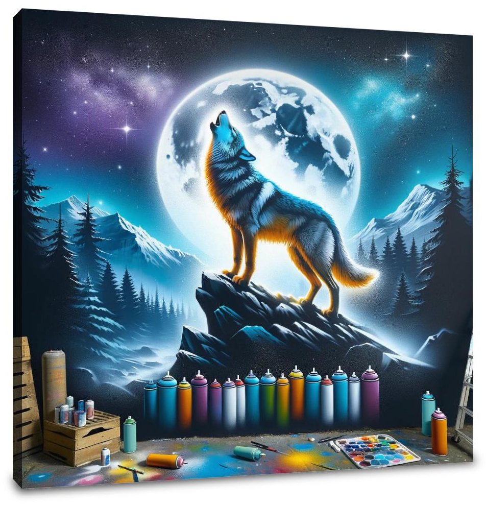 Howling Wolf Night Canvas