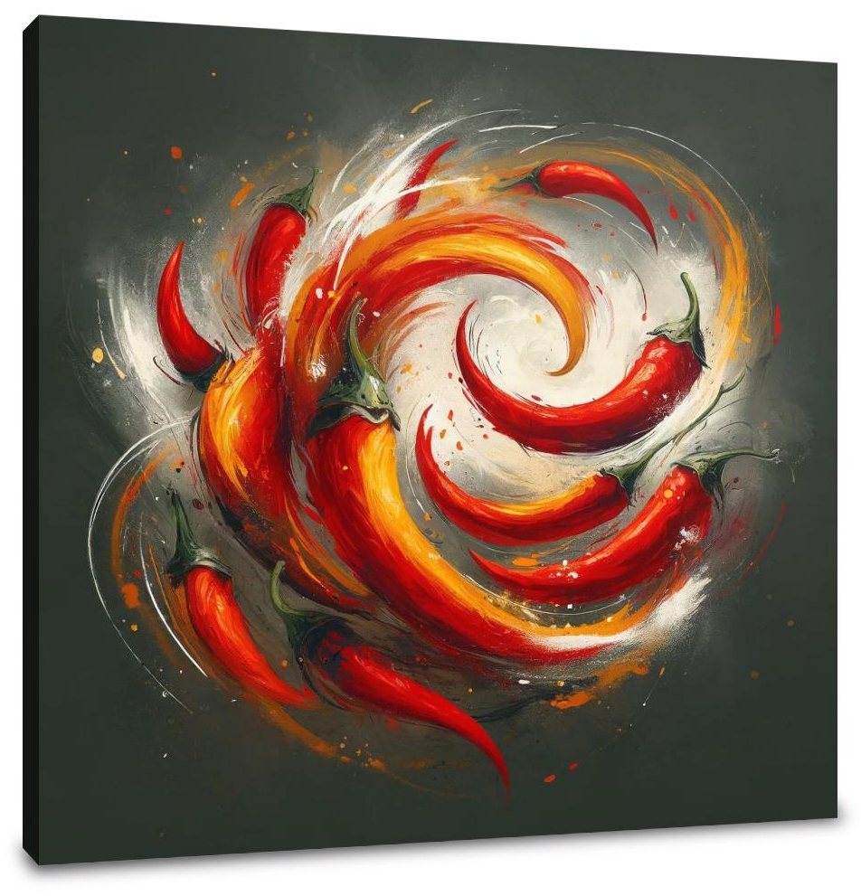Fiery Pepper Swirls Canvas