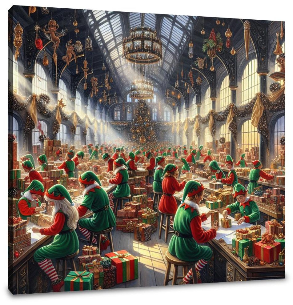 Elfin Joy Christmas Hall Canvas