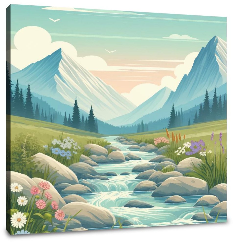 Mountain Stream Serenity Canvas