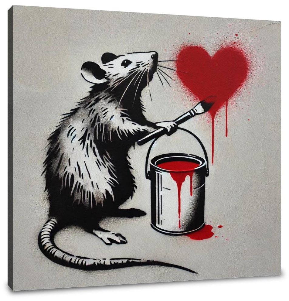 Red Heart Rat Canvas