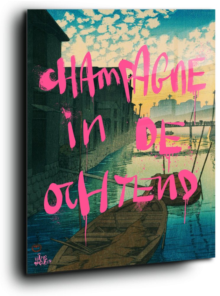 Champagne in de ochtend quote kunst