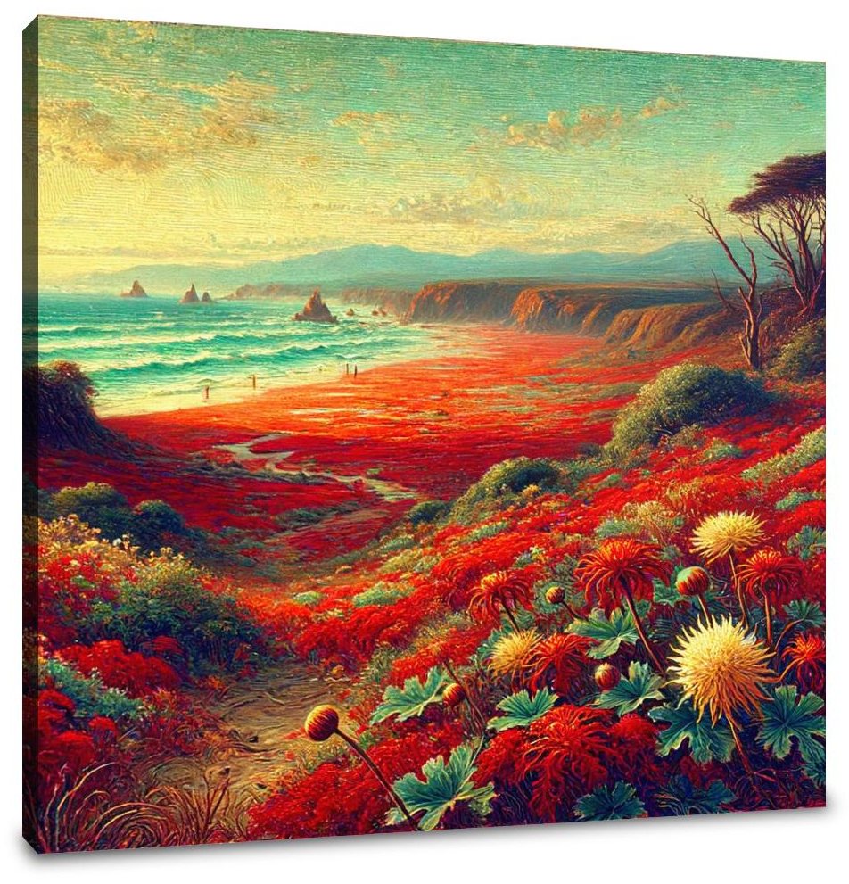 Victorian Red Beach Canvas