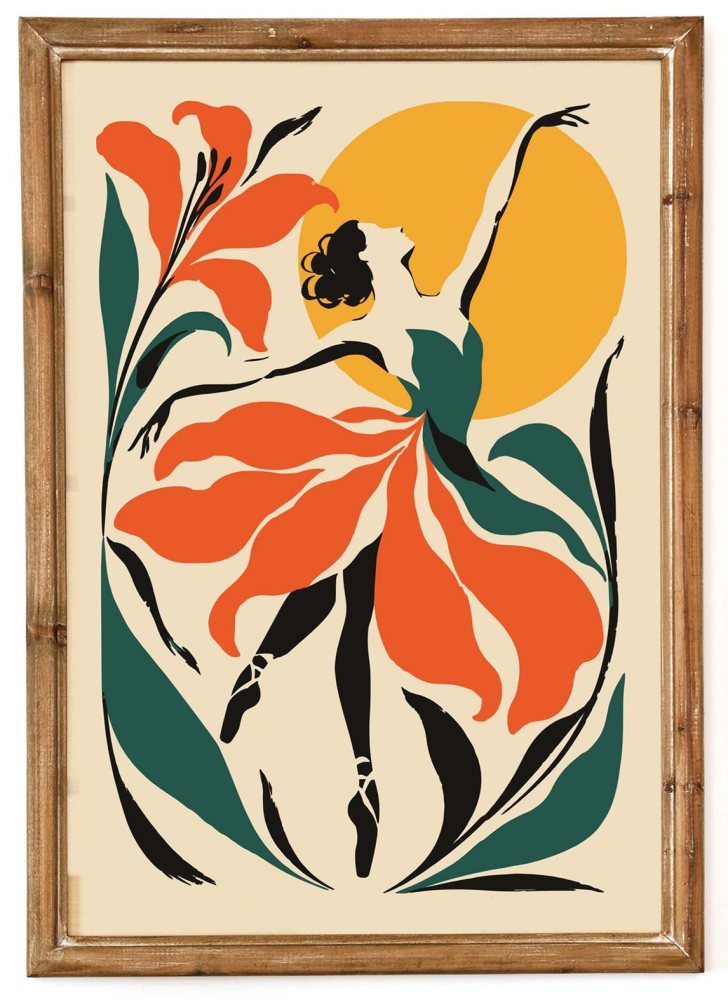 Ballet Dancer Vintage Botanical Wall Art Print