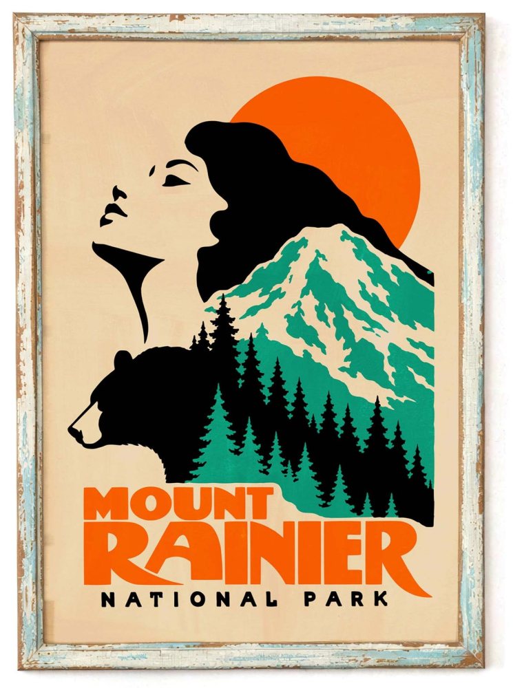 Mount Rainier National Park Vintage Travel Print