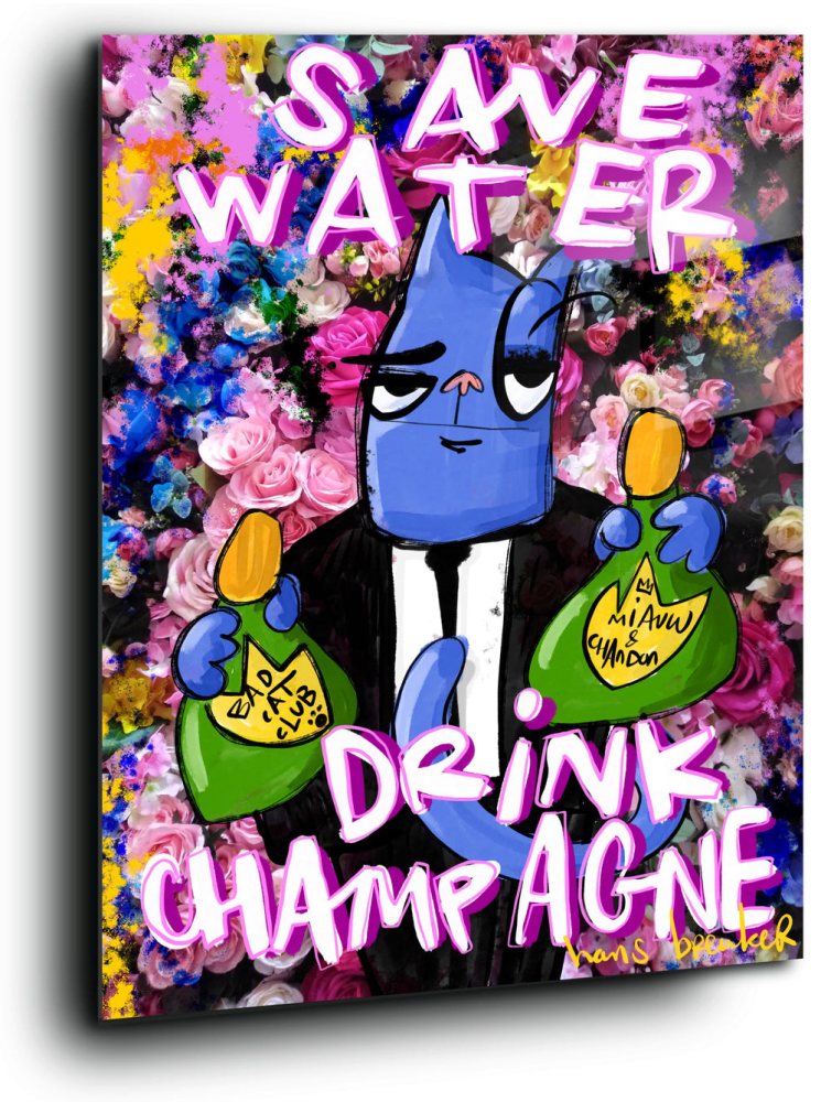 Bad Cat Club Save Water drink Champagne