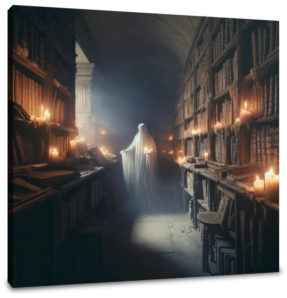 Ghostly Scholar's Library Canvas