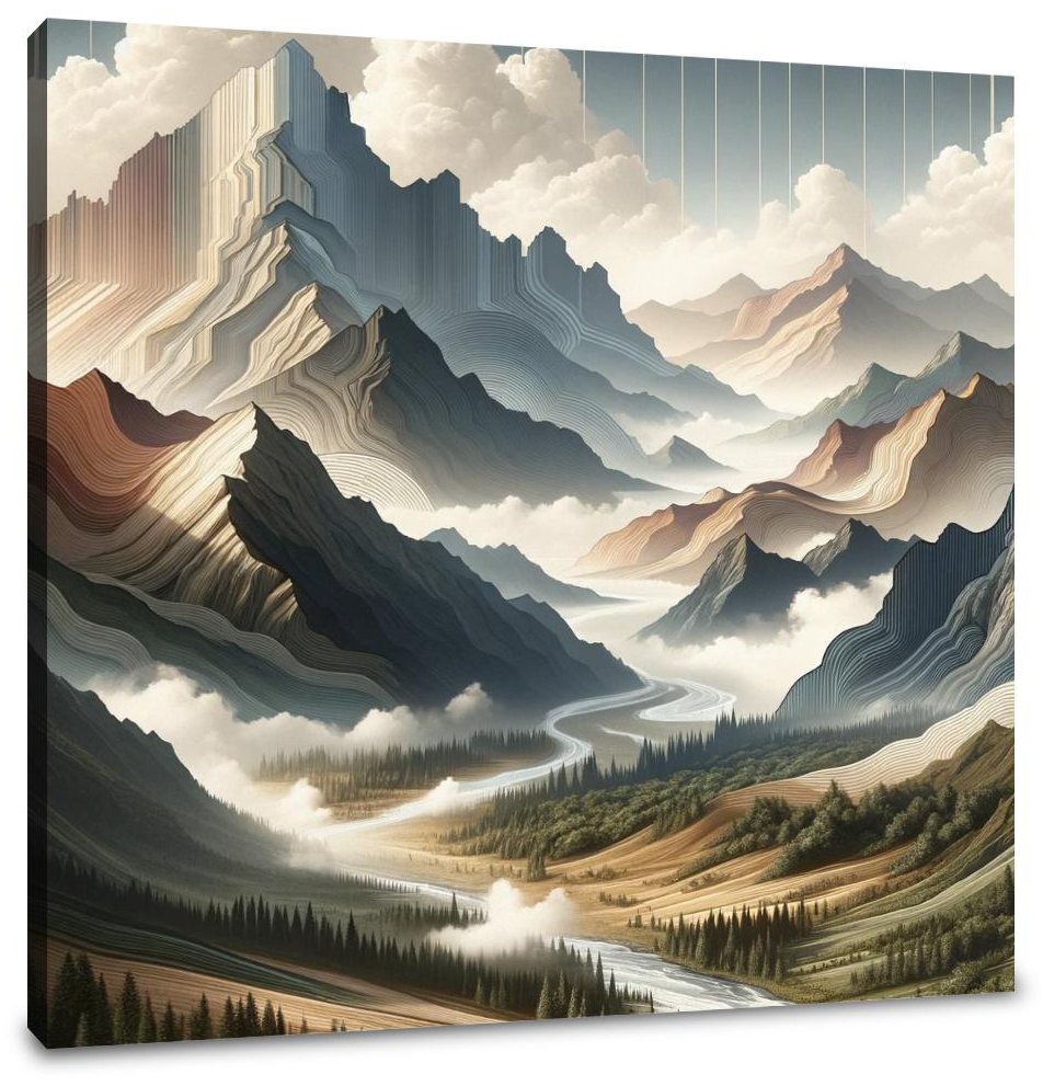 Contemporary Mountain Elegance Canvas