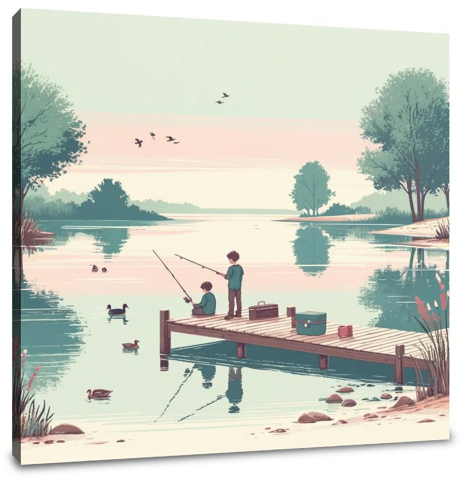 Lakeside Fishing Canvas