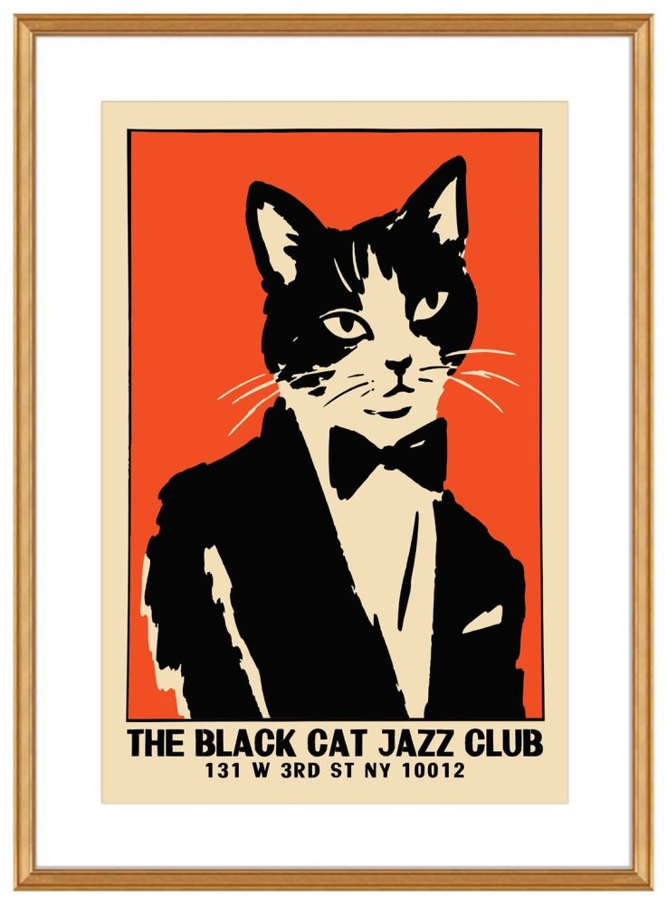 Black Cat Jazz Club Poster Print