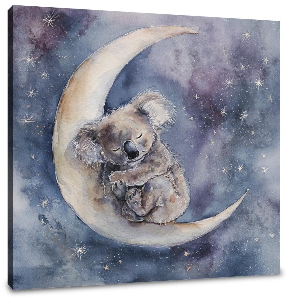 Sleepy Koala Moonlit Canvas