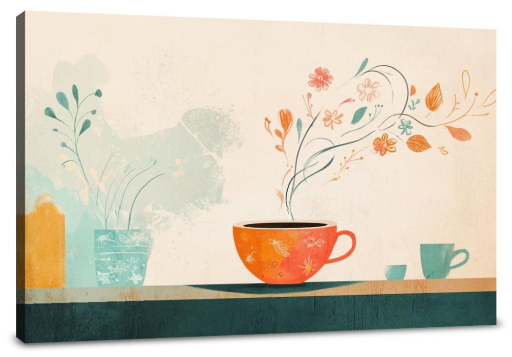 Floral Coffee Swirl Canvas